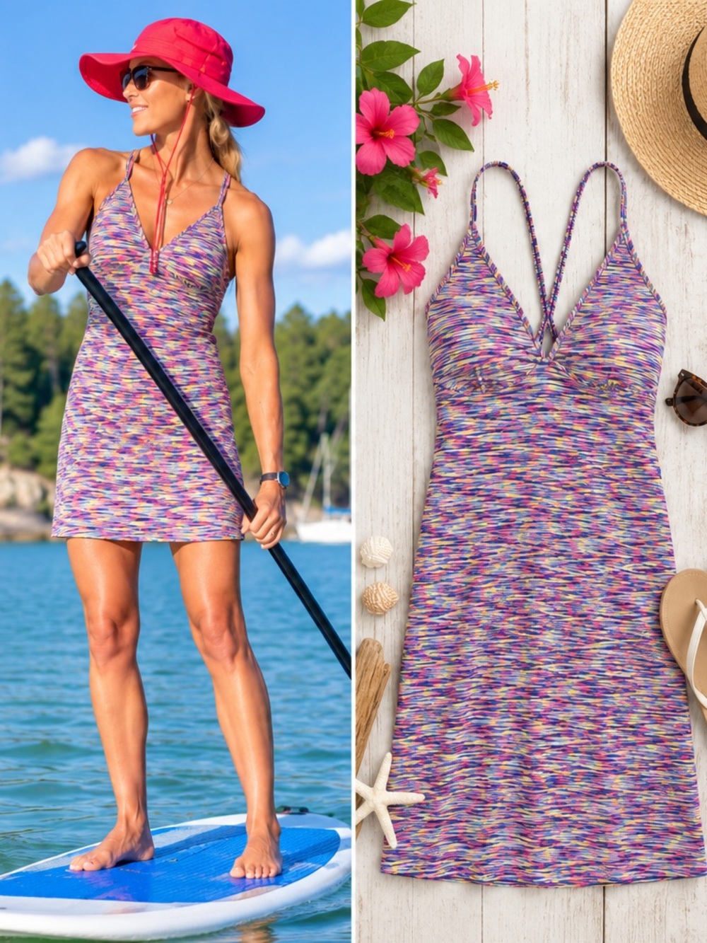ATHLETA rainbow heathered soft yoga dress, S.